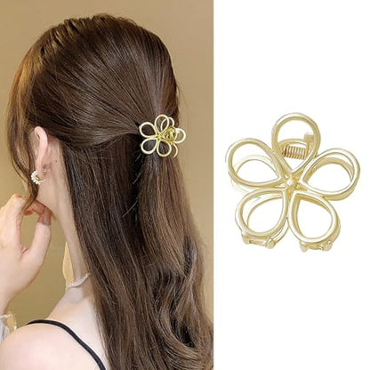 Gold Flower Hair Clip - Small, Cute, Fashion Metal Hair Accessory for Women - 1PCS - color: Flower