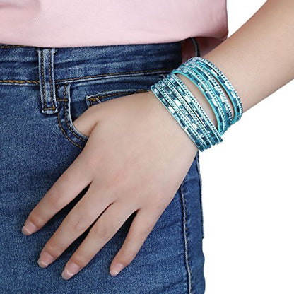Sexy Sparkles Suede Velvet Wrap Bracelet – Adjustable Multi-Layer Jewelry with Snap Clasp for Women. - color: Mint Green