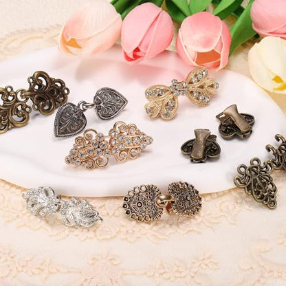 PATIKIL 3Pcs Vintage Cloak Clasps, Sweater Clips Women Collar Clip for Women Clothing Sweater Shawl Scarf Cardigan accessories Retro Cinch Brooch, Gold/Silver/Copper Tone(2.4x0.8Inch)