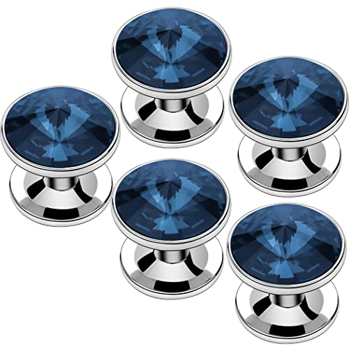 HAWSON Cufflinks for Men with 4/6 pcs Shirt Studs Set, Gift Box Packed, Mens Jewelry or Accessories for Wedding, Party, Anniversary, Birthday - color: Dark Blue(only 5 pcs studs)