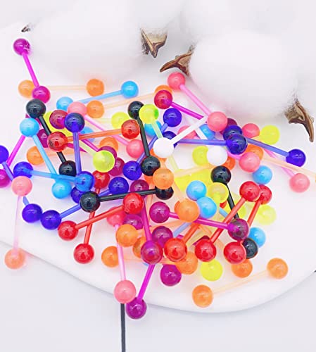 30-200Pcs 14G Surgical Steel Tongue Rings for Women Stainless Steel Nipple Rings Barbell Body Piercing - color: D: 120pcs