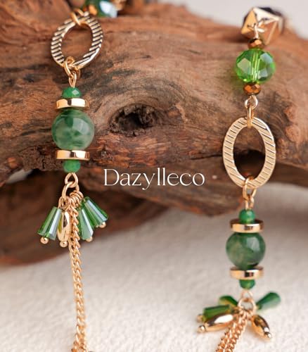 Long Gold Boho Necklaces for Women Beaded Statement Chain Long Necklace Gold Costume Jewelry Birthday Gifts for Her - color: Green
