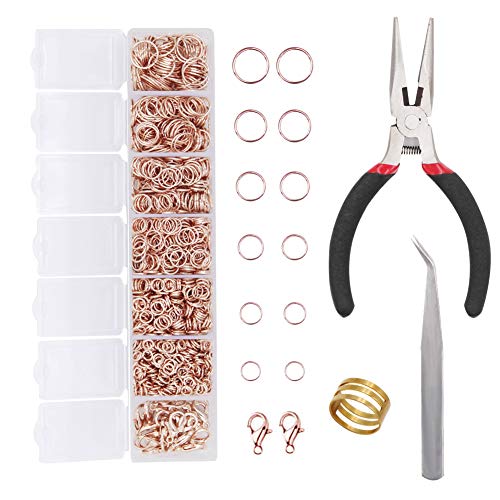 EuTengHao 1504pcs Open Jump Ring and Lobster Clasps Jewelry Repair Tools Jewelry Making Supplies Kit with Jewelry Making Accessories for Necklace Making Repair (Rose Gold) - color: Rose Gold