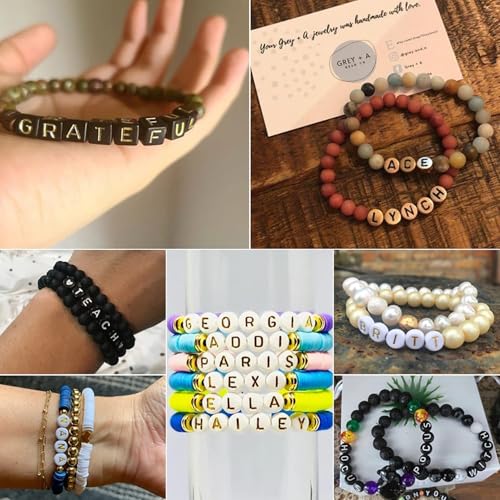 Acrylic Letter Beads Alphabet Black Letter White Cube Beads for Friendship Bracelets and Gifts Souvenir Jewelry Making(6 * 6mm Cube, 900pcs) - color: Black White(Cube)