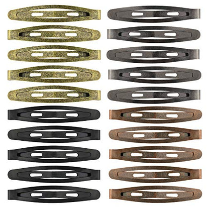 Oval Metal Hair Clips, Funtopia 40 Pcs 2.4" Snap Hair Clips Barrettes | Long Contour Hair Clip Hairpins for Women Girls Men (Classic Color) - color: 1. Classic Color