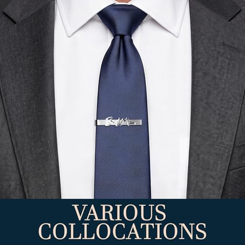 HAWSON Father of the Bride and Groom Tie Clip Best Man Skinny Stainless Steel Marriage Tie Bar Wedding Gift for Man - style: 2.2''-BESTMEN