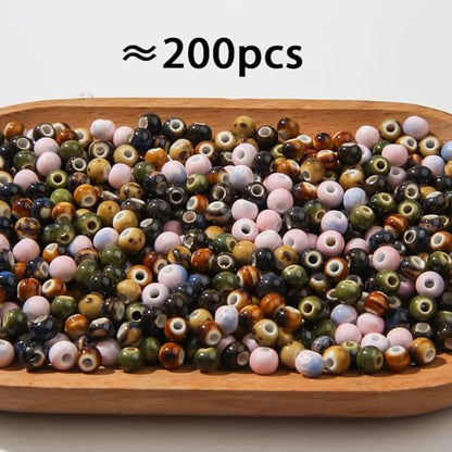 CZZZY Ceramic Beads,200Pcs Mixed Color Speckled Beads, 6mm Round Reactive Glaze Loose Beads for DIY Jewelry Making Bracelet Necklace Earring Craft Supplies - color: round