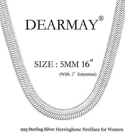 DEARMAY 14K Gold Plated Herringbone Necklaces for Women, Dainty Gold Snake Choker Chain Non Tarnish Trendy Simple Thin & Chunky Options Neckalce 1.5/3/5/6/8mm Chain Jewelry for Gifts - color: SL-5MM 16" Herringbone Necklace