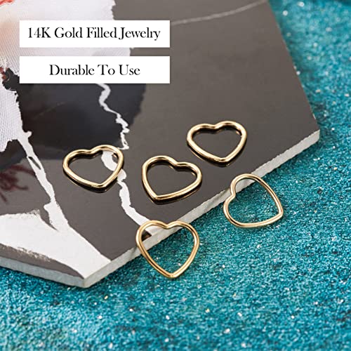 Elecrelive 5pcs 14K Gold Filled Heart Charms Hollow Linking Rings Open Back Bezel Frame Connector for Permanent Jewelry DIY Bracelet Necklace Making - color: Golden-Heart