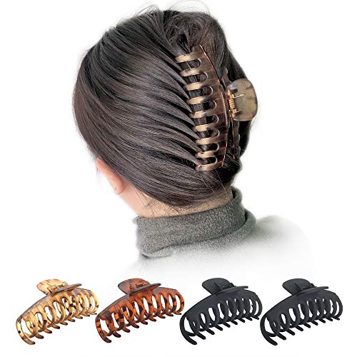 OWIIZI 4.3" Large Hair Claw Clips for Women Long Thick Hair (4 Packs) | Matte Leopard Hair Clips,Non-Slip Strong Hold Ponytail Barrettes,Jumbo Cute Hair Accessories,for Girls Thick Thin Curly Hair - color: Style 1