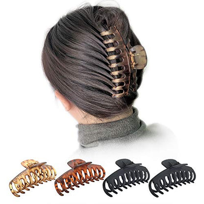 OWIIZI 4.3" Large Hair Claw Clips for Women Long Thick Hair (4 Packs) | Matte Leopard Hair Clips,Non-Slip Strong Hold Ponytail Barrettes,Jumbo Cute Hair Accessories,for Girls Thick Thin Curly Hair - color: Style 1