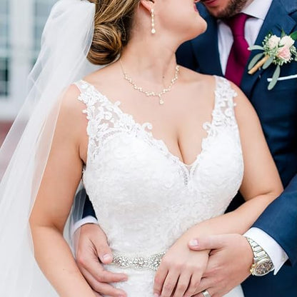 EVER FAITH Pear Shaped Cubic Zirconia Bridal Wedding Jewelry Set for Women | Gorgeous Water Drop Bride Necklace Dangle Earrings, for Bride Bridesmaid - color: Gold Plated