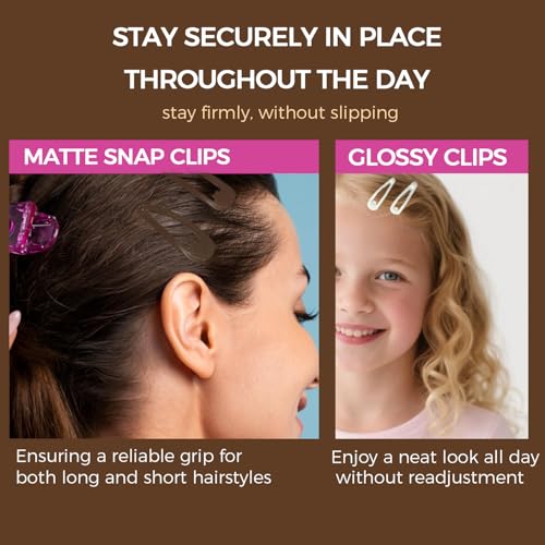 50pcs Snap Hair Clips, 25pcs Glossy & 25pcs Matte Hair Barrettes