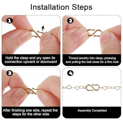 20PCS Stainless Steel Necklace and Bracelet Clasp Kit Gold Plating Clasps and Closures Connectors for Jewelry Making, No Tarnish DIY Crafts(0.5“ & 0.4”)