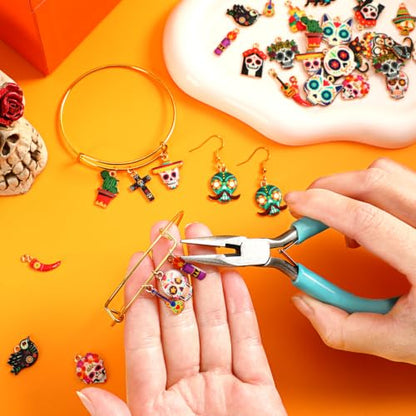 40 Pcs/20 Pairs Dia De Los Muertos Charms for Jewelry Making | Dia De Los Muertos Charms for Jewelry Making, Metal Day of the Dead Pendants, for DIY Earrings Bracelets Necklaces Crafts - style: Dia De Los Muertos