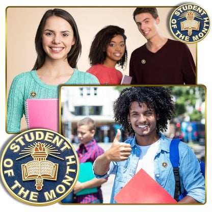 Huquary 30 Pcs Student of the Month Lapel Pins Bulk Appreciation Reward Gifts Enamel Badge Recognition Pins 3/4 Inch Motivational Awards for Students School Classroom Teacher Supplies