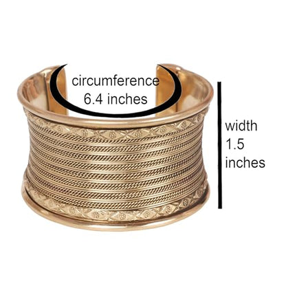 Touchstone Indian Bollywood Desire Brass Base Exotic Workmanship Free Size Cuff Bracelet in Antique Gold Or White Or Copper Tone for Women. - style: D061 Antique Gold 6