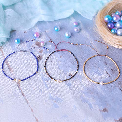 KELITCH 3 PCS Natural Pearls Bracelets Women Strand Thin Rope Friendship Bracelets Handmade Stack Charm Bracelets - color: 02S