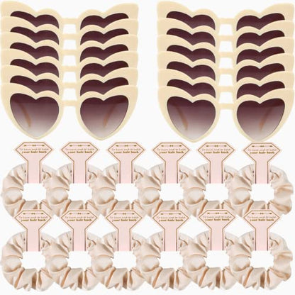 Satin Bridesmaid Scrunchies Bachelorette Hair Ties Set of 6 sunglasses Bridal Shower No Damage Hairties ideas Gift for Wedding Party Favors Bridesmaid Proposal Gifts (12pcs Champagne) - color: 12pcs Champagne