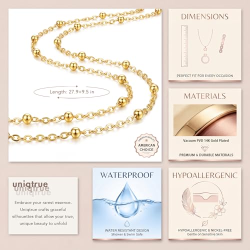Layered Waist Chain for Women Waterproof, 14K Gold/Silver Plated Belly Chain Belt Waist Beads Chain Herringbone Snake Satellite Body Chain Beach Summer Fashion Jewelry Gift - style: Style 2