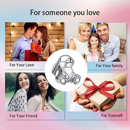 Bible Family Mom Wife Love Heart Dangle Charm 925 Sterling Silver Charms fits Bracelets and Necklace Pendant Bead Charms Jewelry Present for Women Family Friends - style: Cute Rabbit Charm