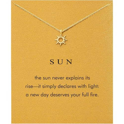 Baydurcan Dainty Gold Necklace for Women Ankh Mom Jesus Sun Star Necklace | 14K Gold Plated Pendant Necklaces Gifts for Friends Sister Mother, Birthday, Christmas, Graduation, Inspirational Gifts - style: Sun