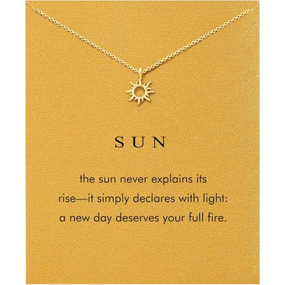 Baydurcan Dainty Gold Necklace for Women Ankh Mom Jesus Sun Star Necklace | 14K Gold Plated Pendant Necklaces Gifts for Friends Sister Mother, Birthday, Christmas, Graduation, Inspirational Gifts - style: Sun