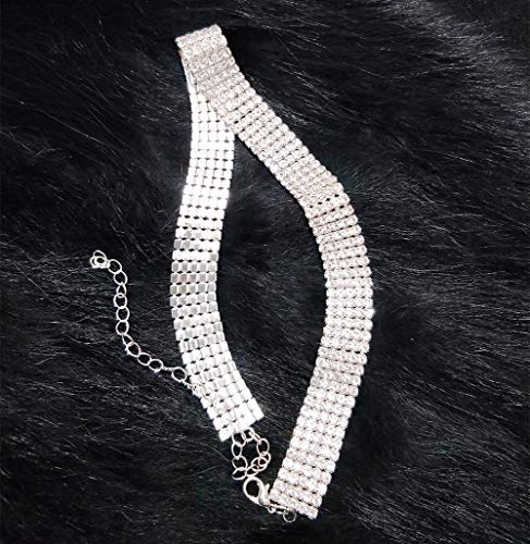 Tennis Necklaces for Women Sparkly Rhinestone Choker Diamond Chain Necklace - style: Silver 5 Rows