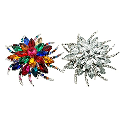 seven wolves Women's Austrian Crystal Brooch Wedding Flower Leaf Bouquet Brooch - color: 2-Multicolor White