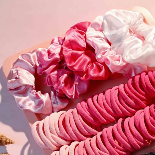 YANRONG Hair Accessories for Woman Set, 755PCS Seamless Ponytail Holders Variety Hair Scrunchies Hair Bands Scrunchy Hair Ties For Thick and Curly (Rose) - color: 755PCS (Rose)