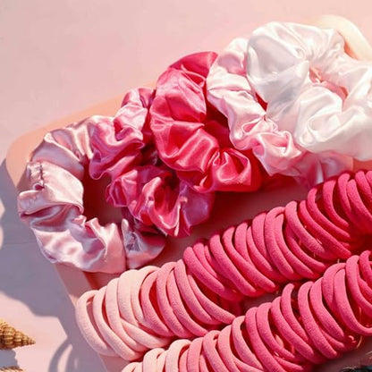 YANRONG Hair Accessories for Woman Set, 755PCS Seamless Ponytail Holders Variety Hair Scrunchies Hair Bands Scrunchy Hair Ties For Thick and Curly (Rose) - color: 755PCS (Rose)