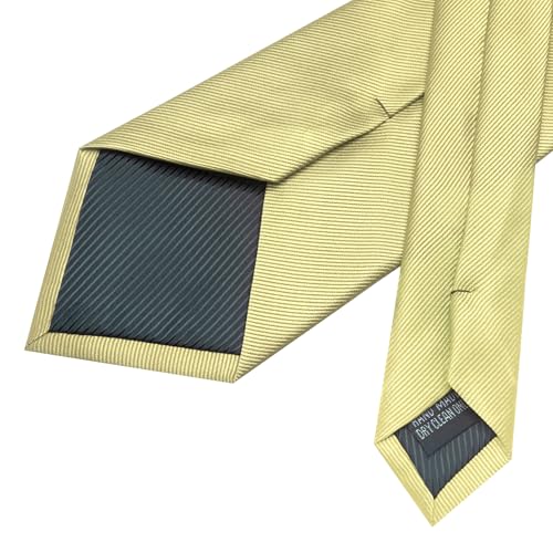 JEMYGINS Formal Necktie Solid Color Tie and Pocket Square with Tie Clip Lapel Pin Sets for Men 4PCS - color: Light Yellow