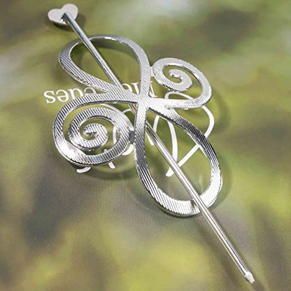 Vintage Celtic Knot Hair Slide long Hair Stick Slide Pin Barrette Celtic Infinity Hair Barrette Silver Metal Bun Holder Clip Barrette Hair Accessories for Women (Silver)