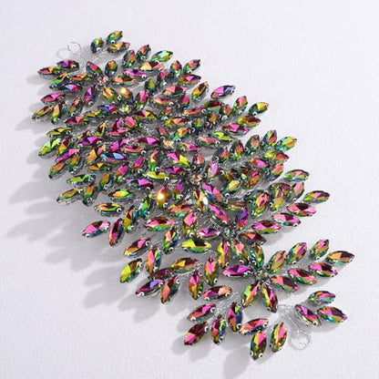 Bridal Rhinestone Hair Comb Large Rhienstone Wedding Headpiece Handmade Crystal Hair Comb for Bride Wedding Hair Accessories for Women (multi) - color: multi
