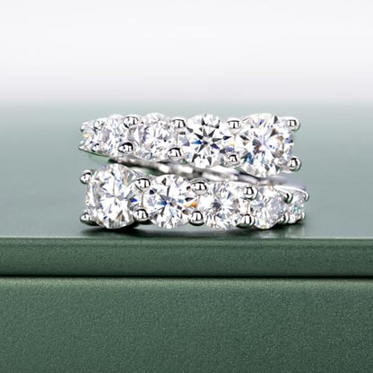 Moissanite Eternity Rings, S925 Sterling Silver Anniversary Band for Women - style: 4. 2 CT Open Ring