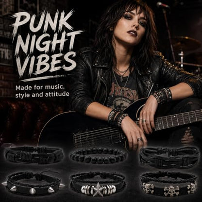5 Pcs Punk Studded Bracelet Emo Goth Bracelets Y2k Alt Jewelry Grunge Spike Accessories for Men Women Rocker Clothes - color: 6 Pcs