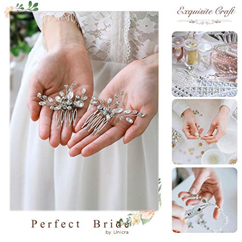 Bride Silver Wedding Hair Comb Rhinestone Bridal Headpiece Sparkly Crystal Hair Accessorie for Women (A-Silver) - color: A-Silver