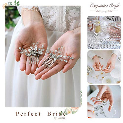 Bride Silver Wedding Hair Comb Rhinestone Bridal Headpiece Sparkly Crystal Hair Accessorie for Women (A-Silver) - color: A-Silver