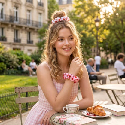 80 Pcs Summer Strawberry Satin Hair Scrunchies for Women Fruit Party Favors Silk Hair Ties Elastic Bands Ropes Ponytail Holders Ties Accessories Summer Wedding Party - style: Strawberries