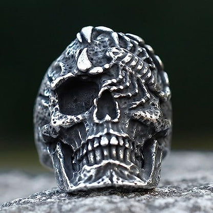 2023 Skull Ring Cool Evil Death Punk Rock Stainless Steel Rings Aly Style Jewelry - style: R1112