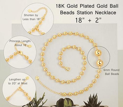 Aobei Pearl 18K Gold Plated Paperclip Chain Choker Satellite Chain Freshwater Cultured Biwa Pearl Pendant Necklace Dainty Turquoise Jewelry for Women - color: 18K Gold Plated Chunky Ball Station Chain