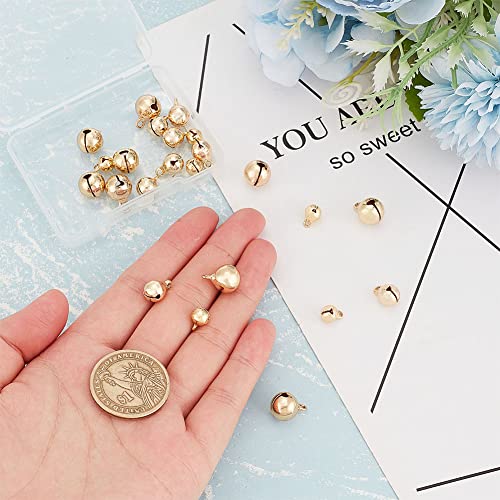 BENECREAT 30Pcs 3 Sizes 18K Gold Plated Brass Bell Charms, Loose Round Pendant Beads with Hole for Earrings Bracelet Necklace Jewelry Making Crafts, 10pcs/Size - color: Bell