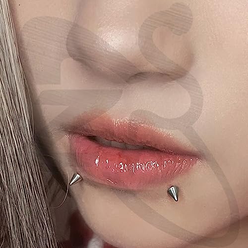 ZS 20G Spike Nose Rings Studs, 18G Stainless Steel Spike Stud Earrings, 16G Septum Lip Rings Cartilage Tragus Helix Piercing for Women Men - color: 24pcs 16g black lip ring