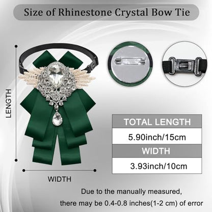 Big Rhinestone Bow Ties，Bowtie Pre-Tied Bowties Men Women | Suit for tuxedo party wedding - color: Green