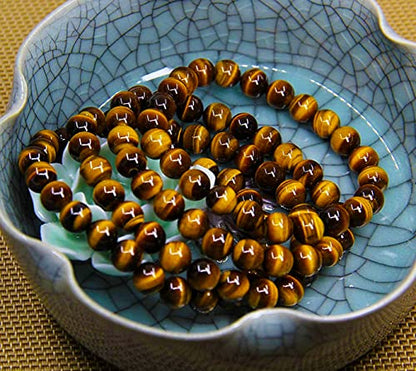 Angelstones Gemstones 8mm Round Beads Healing Crystal Bracelet for women | Natural Gemstone, Handmade Gifts for Women, Healing Crystal Round Beaded Stretch Bracelets, Unisex Jewelry for Women and Men - color: Golden Tiger Eye