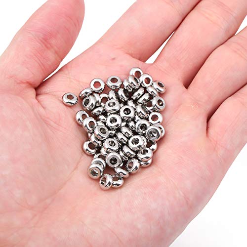 Stainless Steel Spacer Beads 6x3mm Rondelle Loose Charm Caps Beads for DIY Jewelry Making 100pcs with 2.5mm Hole - color: 6x3mm 2.5mm