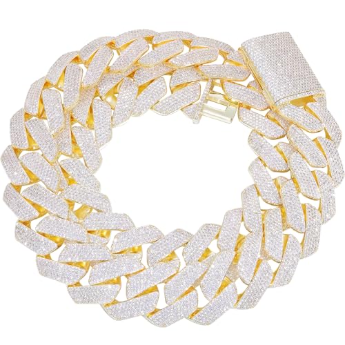 Ucciyo 30MM/25MM Cuban Link Chain for Men, Luxury Iced Out Diamond Chain | Luxurious Diamond-Simulated, Large Miami Cuban Style, 18K Gold Plated - color: 30MM-Gold, size: 28 Inch