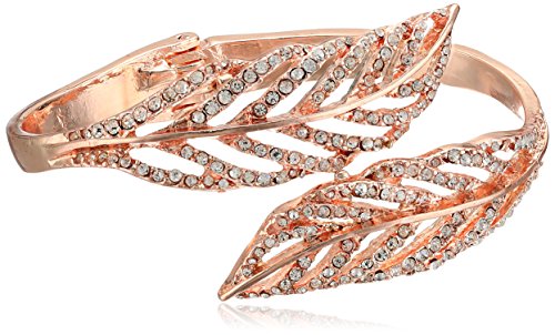 Guess Crystal Feather Bypass Hinged Bypass Bangle Bracelet