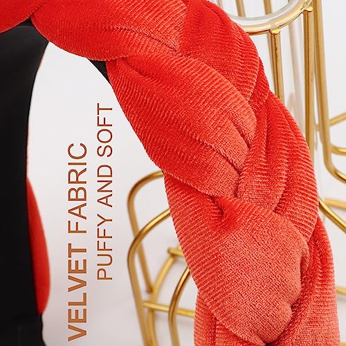 DRESHOW Braided Headbands for Women Velvet Hair Hoop Elastic Criss Cross Hair Bands Accessories - color: 01 Pc Velvet Braided: Orange