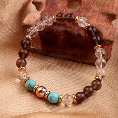 KSQS Healing Stone Bead Bracelet for Women, Natural Gemstones Balance Protection Bracelet, Spiritual Crystal Beads Bracelet Anxiety Relief with Meaning Card - color: Healing